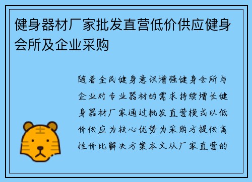 健身器材厂家批发直营低价供应健身会所及企业采购