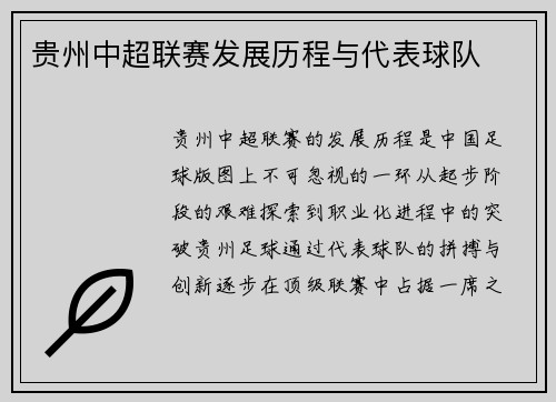 贵州中超联赛发展历程与代表球队